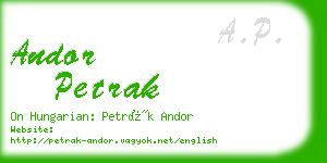 andor petrak business card